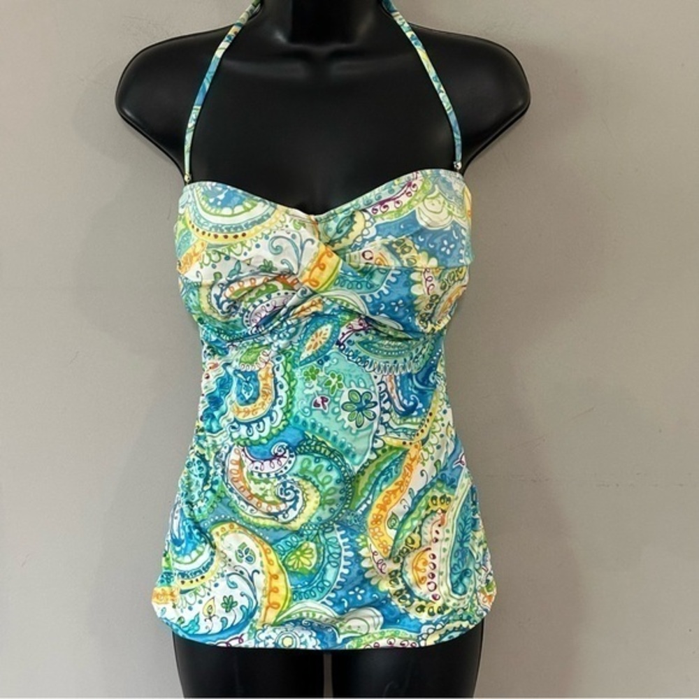 Lauren Ralph Lauren Women's Carnival Paisley Twist Tubini Blue size 16